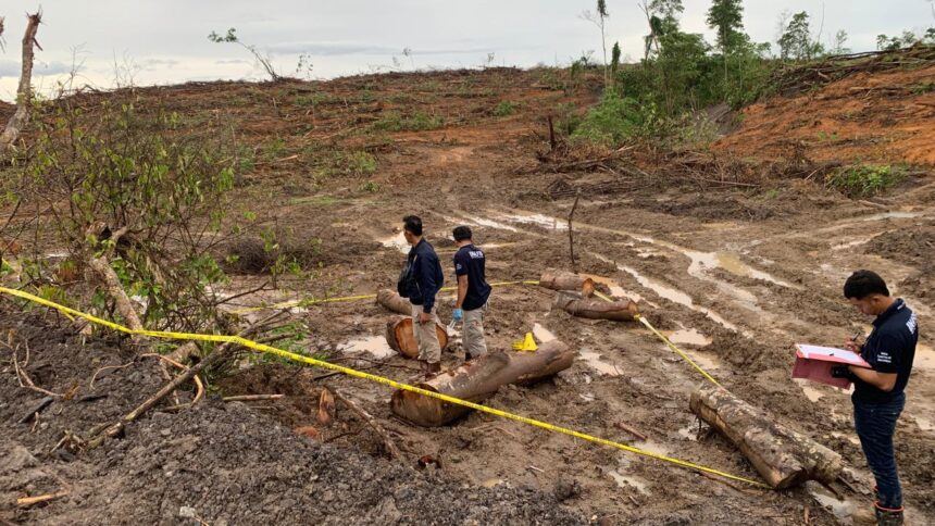 Kepolisian lakukan penyelidikan di lokasi reklamasi milik PT Arutmin Indonesia yang diduga dirusak. Foto: PT Arutmin